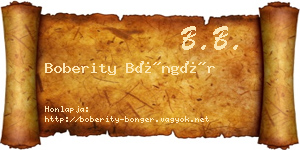 Boberity Böngér névjegykártya